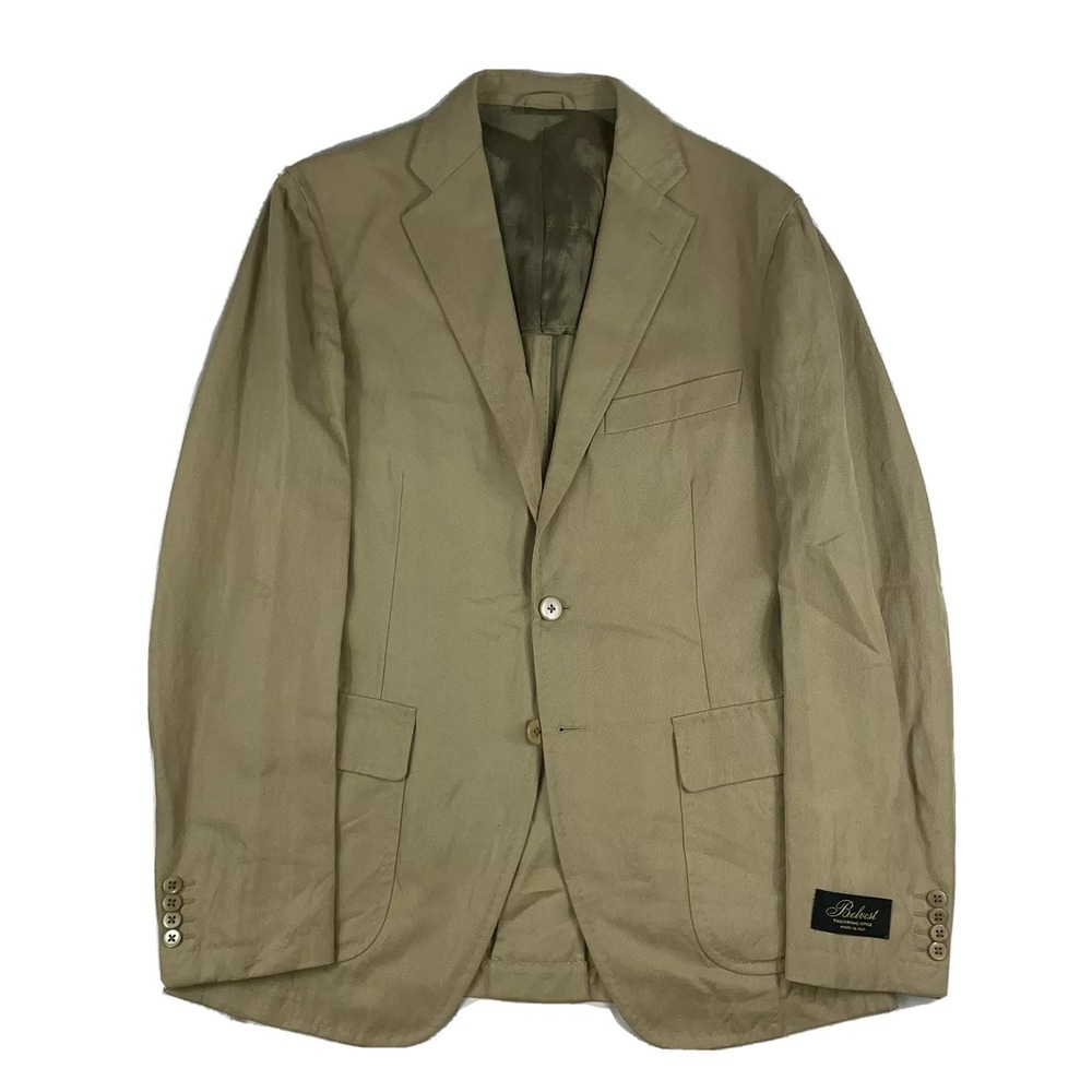 Belvest Tan Cotton Linen Mens Unstructured Blazer Size 40R NWT